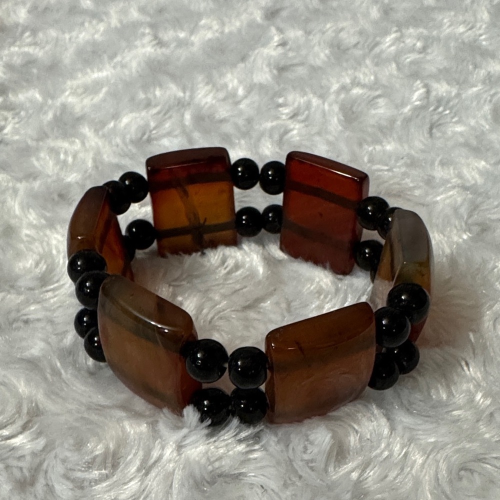 Brown and Black Beaded Bracelet